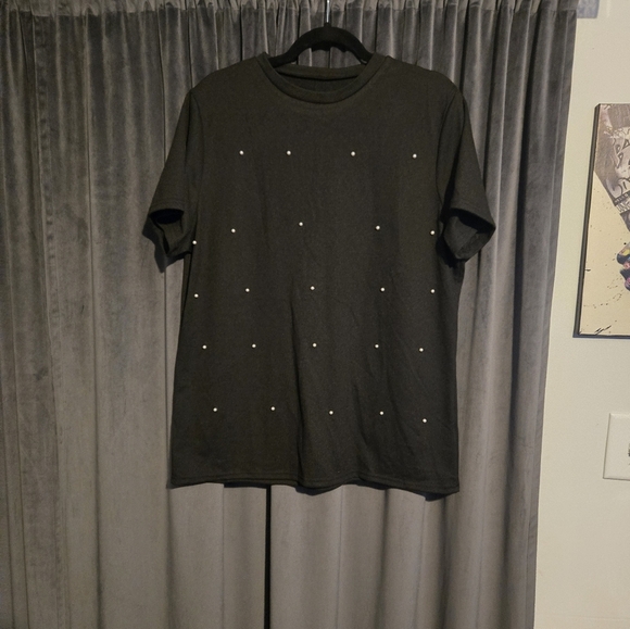 NEW TEE SHIRT size 3xl=18 black with white faux pearls - Picture 4 of 4